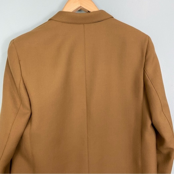 Theory Double Breasted Bonded Wool Blend Coat Tan Sz 12 - Picture 7 of 11